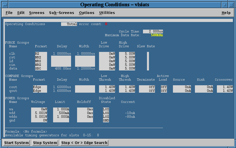 Operating Conditions for Setup/Hold Time